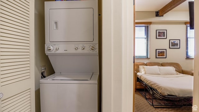1456 W Newpark Blvd Unit 213, Park City, UT 84098 - laundry area featuring estacked washer and dryer