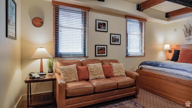 1456 W Newpark Blvd Unit 213, Park City, UT 84098 - bedroom featuring beam ceiling and baseboards