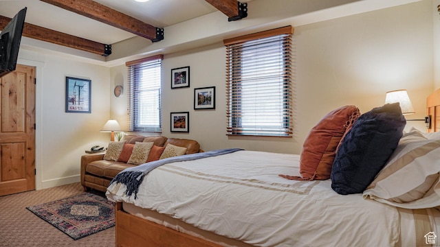 1456 W Newpark Blvd Unit 213, Park City, UT 84098 - carpeted bedroom featuring beam ceiling and baseboards