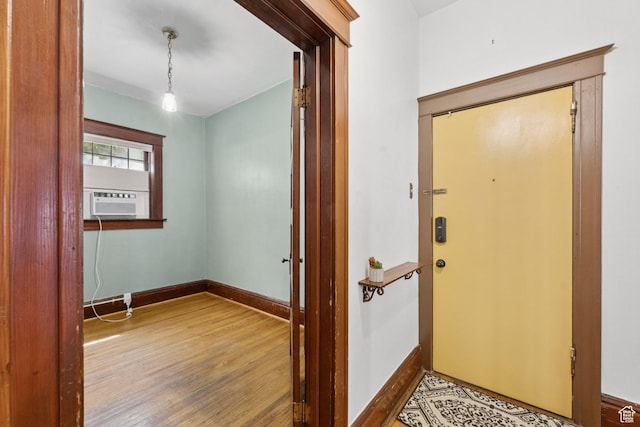 310 S 300 E Unit A2, Salt Lake City, UT 84111 - entrance foyer with wood finished floors and cooling unit