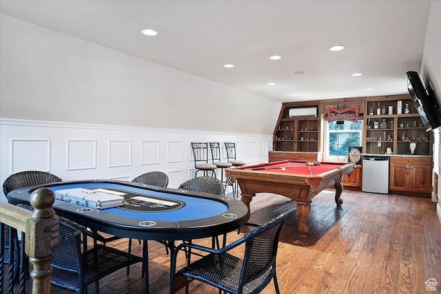 1964 N 2000 E, Layton, UT 84040 - rec room featuring wainscoting, billiards, light wood-style flooring, a bar, and recessed lighting