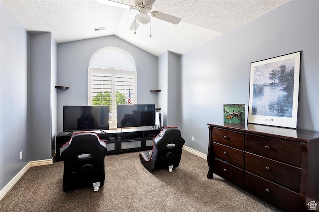 1964 N 2000 E, Layton, UT 84040 - carpeted office featuring vaulted ceiling, ceiling fan, and a textured ceiling