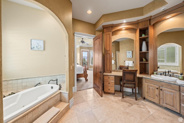 364 N Tanner Ln, Midway, UT 84049 - full bath with ensuite bathroom, a ceiling fan, vanity, and a whirlpool tub