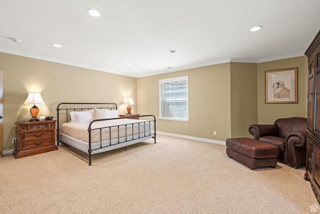 364 N Tanner Ln, Midway, UT 84049 - bedroom featuring light colored carpet, recessed lighting, and ornamental molding