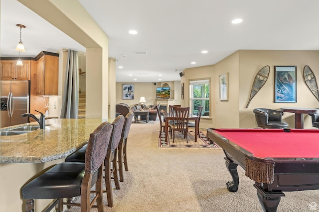 364 N Tanner Ln, Midway, UT 84049 - playroom featuring light carpet, pool table, and recessed lighting