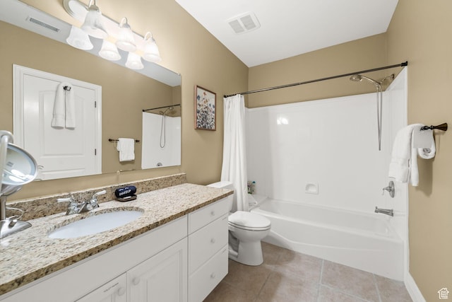 364 N Tanner Ln, Midway, UT 84049 - full bathroom featuring shower / bath combination with curtain, vanity, and tile patterned flooring