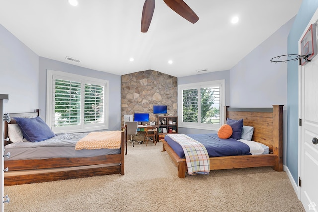 916 Ledgestone Ln, Heber City, UT 84032 - bedroom with carpet flooring, an office area, a ceiling fan, and recessed lighting