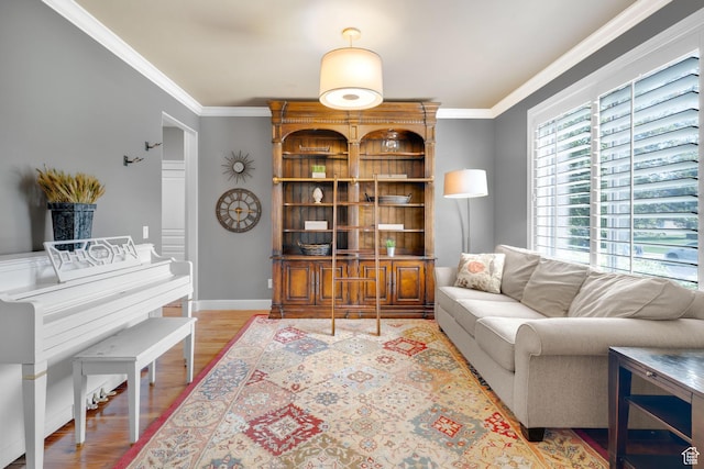 916 Ledgestone Ln, Heber City, UT 84032 - living room featuring ornamental molding and wood finished floors