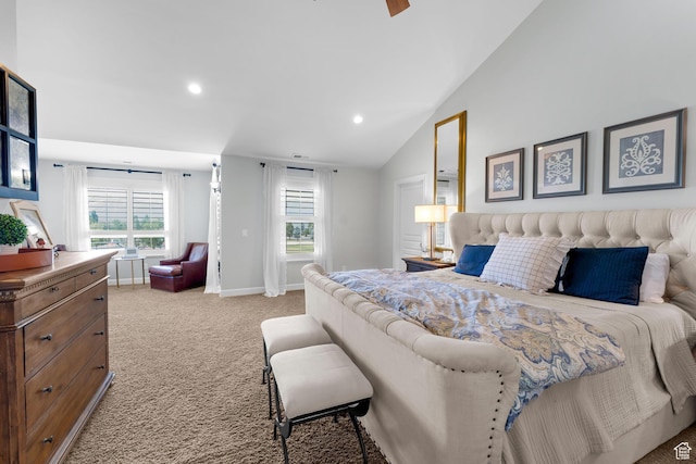 916 Ledgestone Ln, Heber City, UT 84032 - bedroom with light colored carpet, recessed lighting, and lofted ceiling