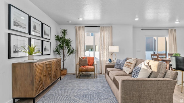1538 E 720 N Unit 1083, Salem, UT 84653 - living room with a textured ceiling, recessed lighting, and light wood finished floors