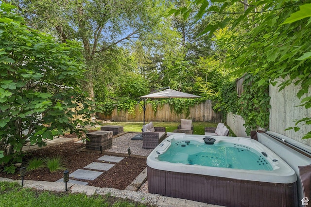 1163 E Blaine Ave, Salt Lake City, UT 84105 - view of swimming pool featuring a hot tub and a fenced backyard