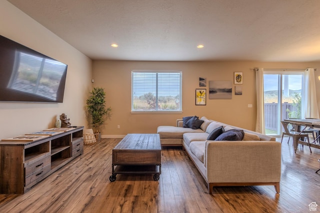 1107 W Coyote Gulch Way, Bluffdale, UT 84065 - living area featuring wood finished floors and recessed lighting