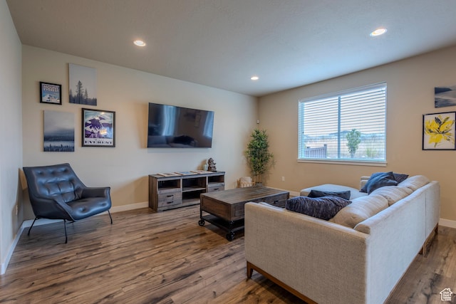 1107 W Coyote Gulch Way, Bluffdale, UT 84065 - living room with wood finished floors and recessed lighting