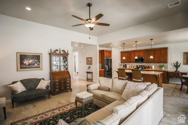 2893 W Nemi Ln, St George, UT 84770 - living area featuring ceiling fan and recessed lighting