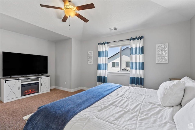 64 W 470 N, Vineyard, UT 84059 - bedroom featuring carpet, a ceiling fan, and a glass covered fireplace