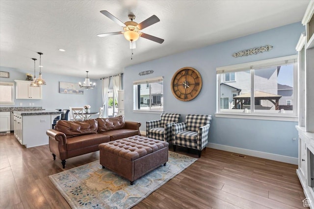 64 W 470 N, Vineyard, UT 84059 - living room featuring ceiling fan, wood finished floors, a chandelier, and recessed lighting