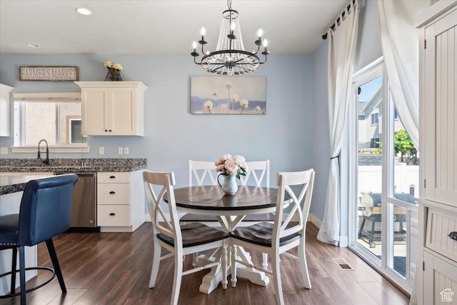 64 W 470 N, Vineyard, UT 84059 - dining area featuring dark wood-style floors and a chandelier