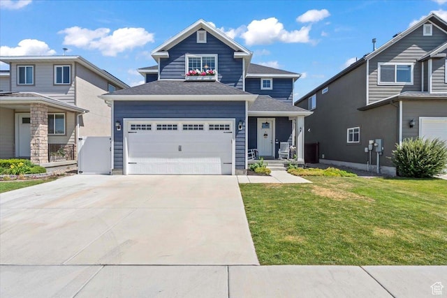 64 W 470 N, Vineyard, UT 84059 - view of front of house featuring a front lawn, concrete driveway, an attached garage, and a shingled roof