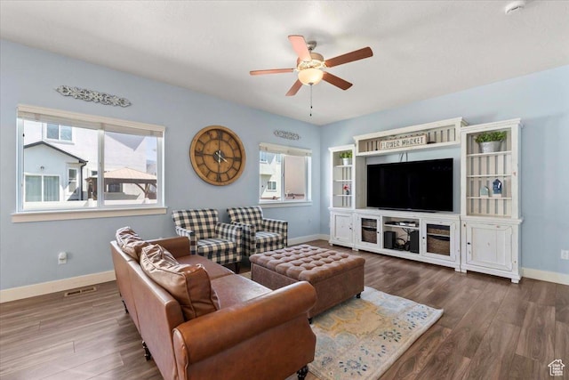 64 W 470 N, Vineyard, UT 84059 - living room with a ceiling fan and wood finished floors