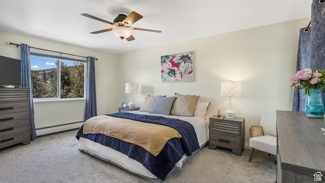 6195 Highland Dr, Park City, UT 84098 - carpeted bedroom with a baseboard heating unit and a ceiling fan