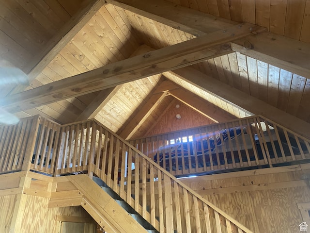9835 S Big Buck E, Duchesne, UT 84021 - stairway featuring wooden ceiling
