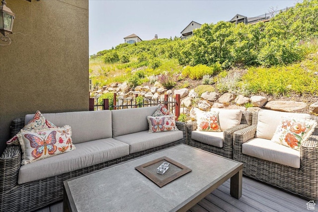 1487 E Deer Ridge Dr, Draper, UT 84020 - wooden deck with an outdoor hangout area