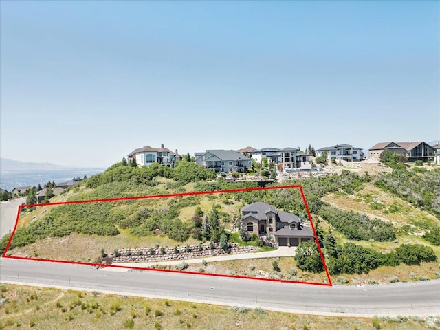 1487 E Deer Ridge Dr, Draper, UT 84020 - aerial view of residential area featuring property boundaries highlighted