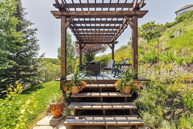 1487 E Deer Ridge Dr, Draper, UT 84020 - wooden deck with a pergola
