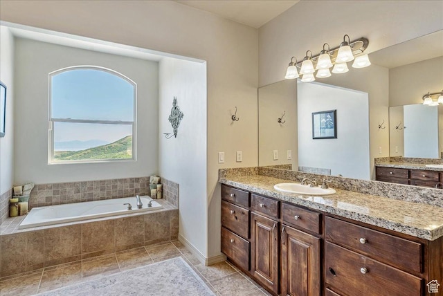 1487 E Deer Ridge Dr, Draper, UT 84020 - bathroom featuring a bath, vanity, and tile patterned floors