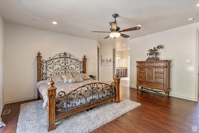 1487 E Deer Ridge Dr, Draper, UT 84020 - bedroom with hardwood / wood-style flooring, recessed lighting, and a ceiling fan