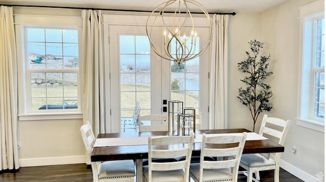 14312 S Herriman View Way, Herriman, UT 84096 - dining space with a chandelier, healthy amount of natural light, and dark wood-style flooring