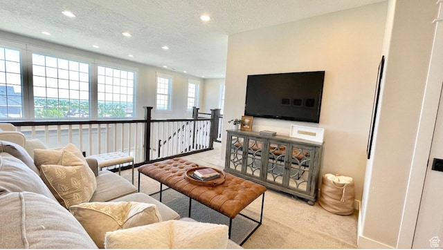 14312 S Herriman View Way, Herriman, UT 84096 - living area with carpet floors, recessed lighting, and a textured ceiling