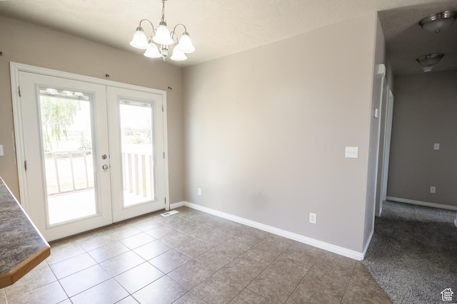 2349 W 1000 N, Vernal, UT 84078 - doorway to outside with french doors, tile patterned flooring, and a chandelier