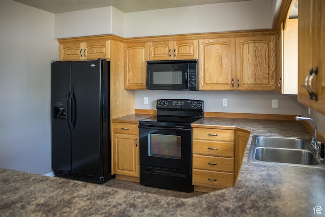 2349 W 1000 N, Vernal, UT 84078 - kitchen with black appliances, tile patterned floors, and dark countertops