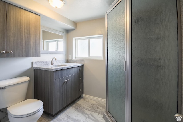 2349 W 1000 N, Vernal, UT 84078 - bathroom featuring marble finish floors, vanity, and a stall shower