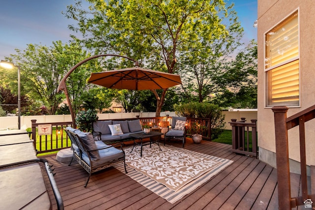 3065 W Current Creek Dr, South Jordan, UT 84095 - deck featuring outdoor lounge area and a fenced backyard