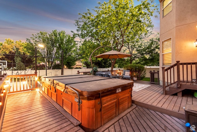 3065 W Current Creek Dr, South Jordan, UT 84095 - wooden deck featuring a hot tub