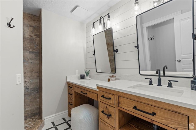 8022 S Deer Creek Rd E, Cottonwood Heights, UT 84121 - full bathroom with vanity, tile patterned floors, and tiled shower
