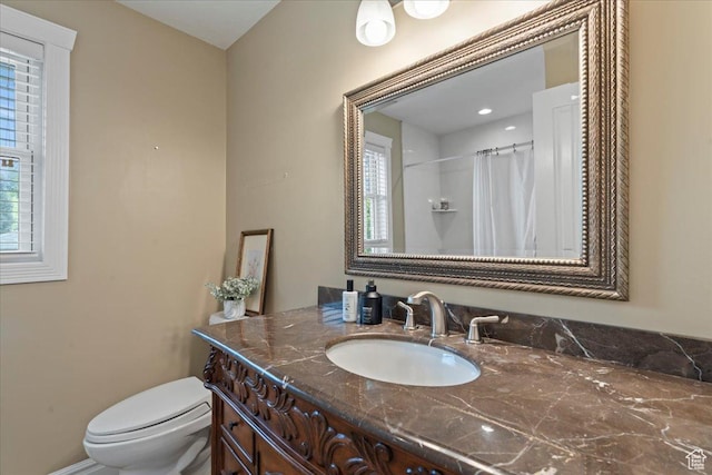 8022 S Deer Creek Rd E, Cottonwood Heights, UT 84121 - bathroom featuring vanity and curtained shower