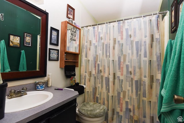 93 N Sherman St, Stockton, UT 84071 - bathroom with vanity and a shower with shower curtain