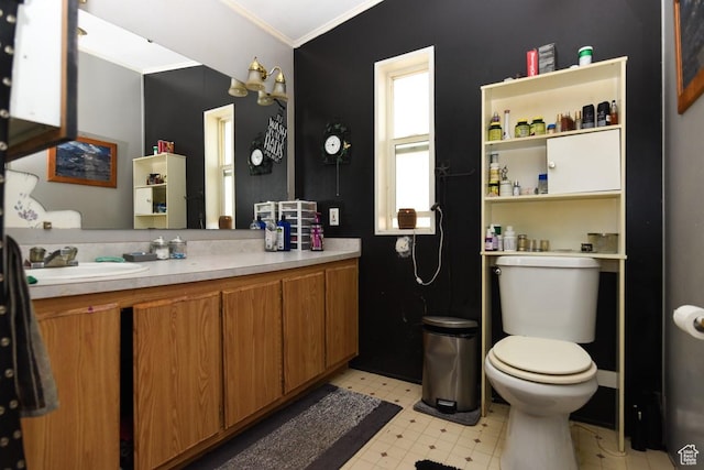 93 N Sherman St, Stockton, UT 84071 - bathroom featuring ornamental molding, vanity, and tile patterned floors