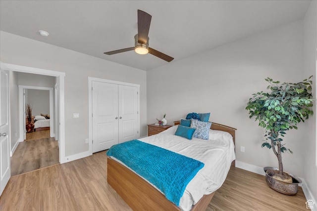 2811 S 3210 E, St George, UT 84790 - bedroom featuring wood finished floors, a closet, and a ceiling fan
