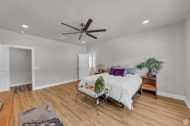 2811 S 3210 E, St George, UT 84790 - bedroom featuring light wood-type flooring, recessed lighting, and ceiling fan