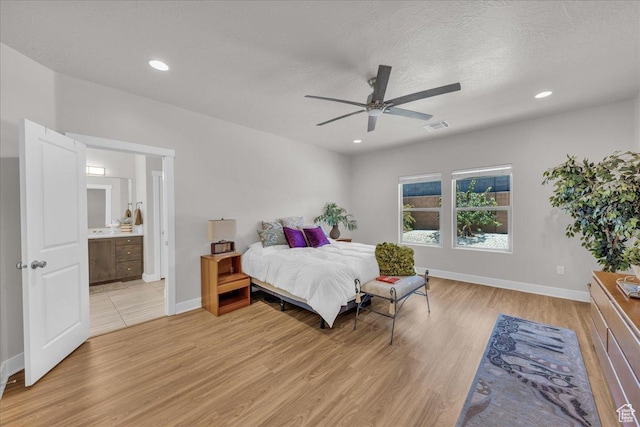 2811 S 3210 E, St George, UT 84790 - bedroom featuring light wood finished floors, recessed lighting, ensuite bathroom, and ceiling fan