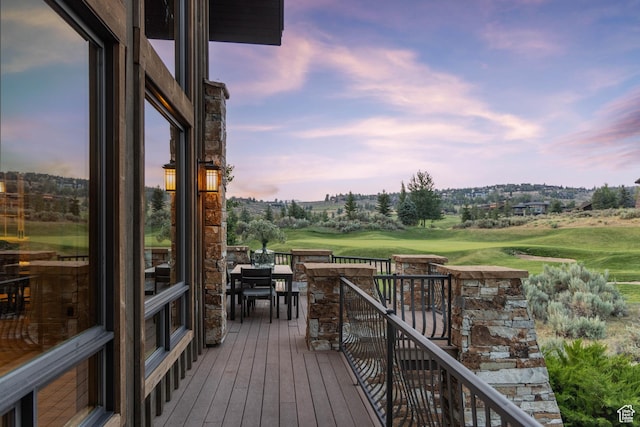 2711 E Bitter Brush Dr, Park City, UT 84098 - deck at dusk featuring golf course view and outdoor dining area