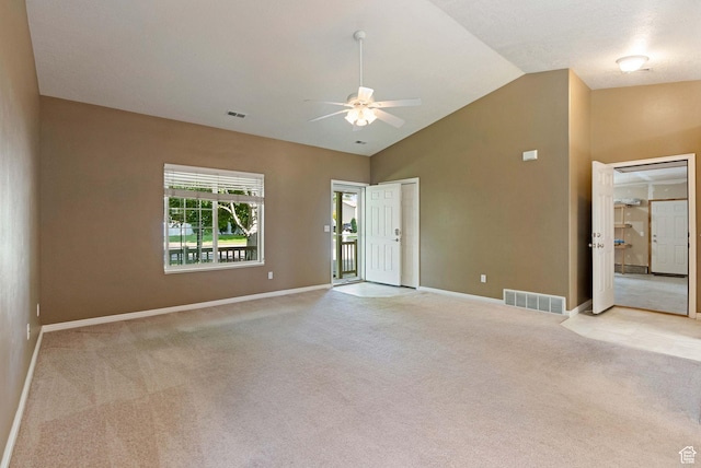 888 S Mallard Loop W, Logan, UT 84321 - unfurnished room with ceiling fan, light colored carpet, and lofted ceiling
