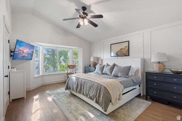 1153 N 280 W, American Fork, UT 84003 - bedroom with vaulted ceiling, light wood finished floors, and a ceiling fan