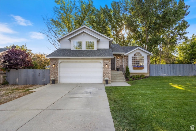 1153 N 280 W, American Fork, UT 84003 - view of front of property with a gate, an attached garage, brick siding, driveway, and roof with shingles