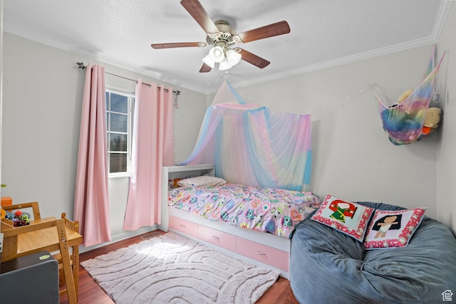 632 W 100 N, Spanish Fork, UT 84660 - bedroom featuring wood finished floors, crown molding, and ceiling fan