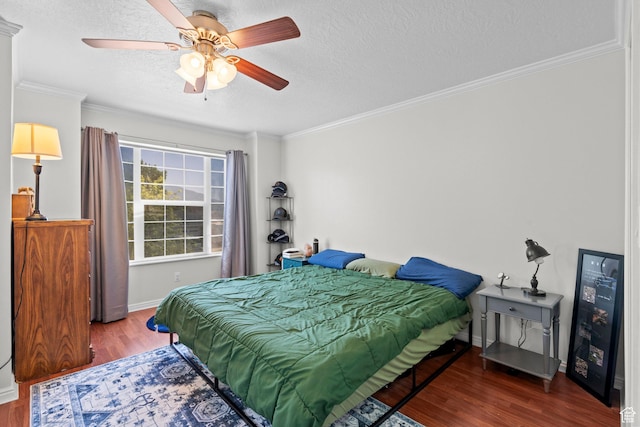 632 W 100 N, Spanish Fork, UT 84660 - bedroom with wood finished floors, a textured ceiling, crown molding, and a ceiling fan